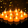 Tea Lights Battery Operated Candles LED Tea Lights Flameless Candles 200+ Hours Flickering Fake Tealights for Sweetest Day Wedding Home Decorations Party (Orange Base, 24 Pack)
