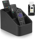 PU Leather Remote Control Holder, TV Remoter Caddy Desktop, Remote Caddy Box with 3 Compartments for Nightstand Bedside Table Couch Desk, Small Storage Organizer for Glasses, Cosmetics, Office Supply