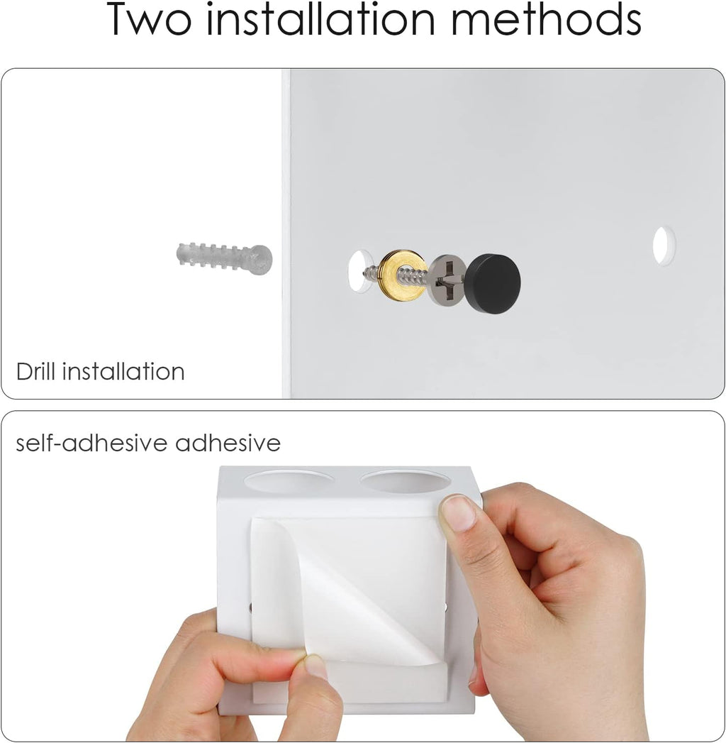 Adorila Electric Toothbrush Holder Wall Mount 2-Slot, White