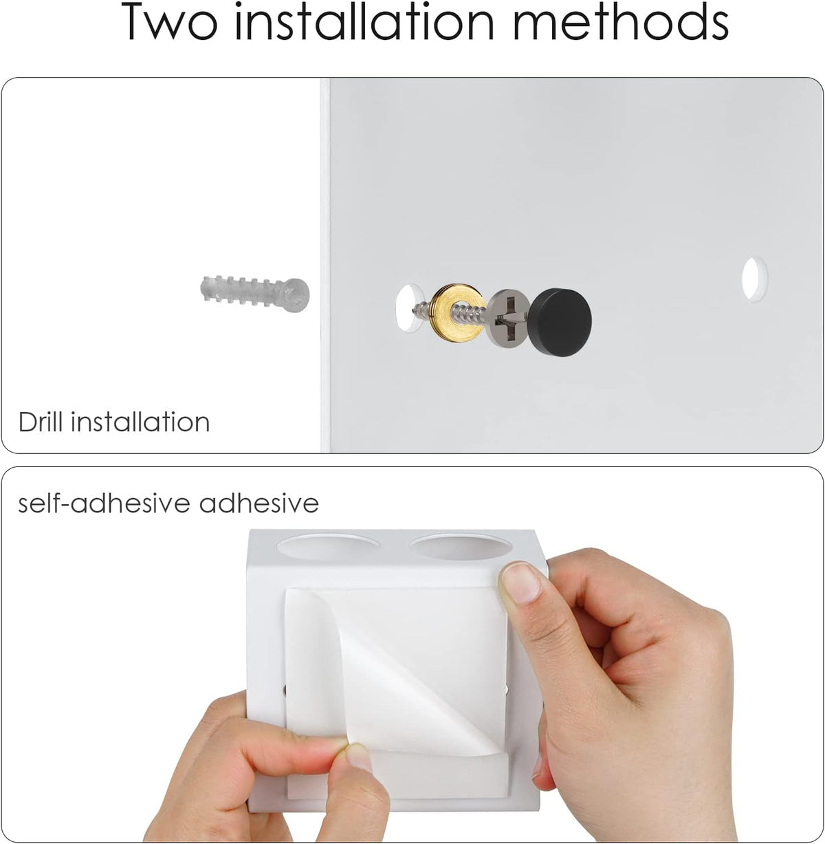 Adorila Electric Toothbrush Holder Wall Mount 2-Slot, White