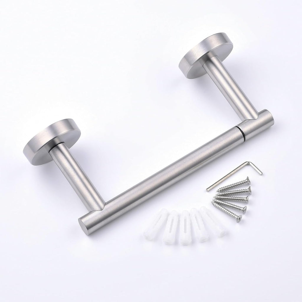 Toilet Paper Holder, NEWRAIN Double Post Pivoting Bathroom Toilet Paper Roll Holder, Stainless Steel Wall Mounted RV Tissue Roll Holder, Brushed Nickel Commercial Farmhouse Toilet Paper Dispenser