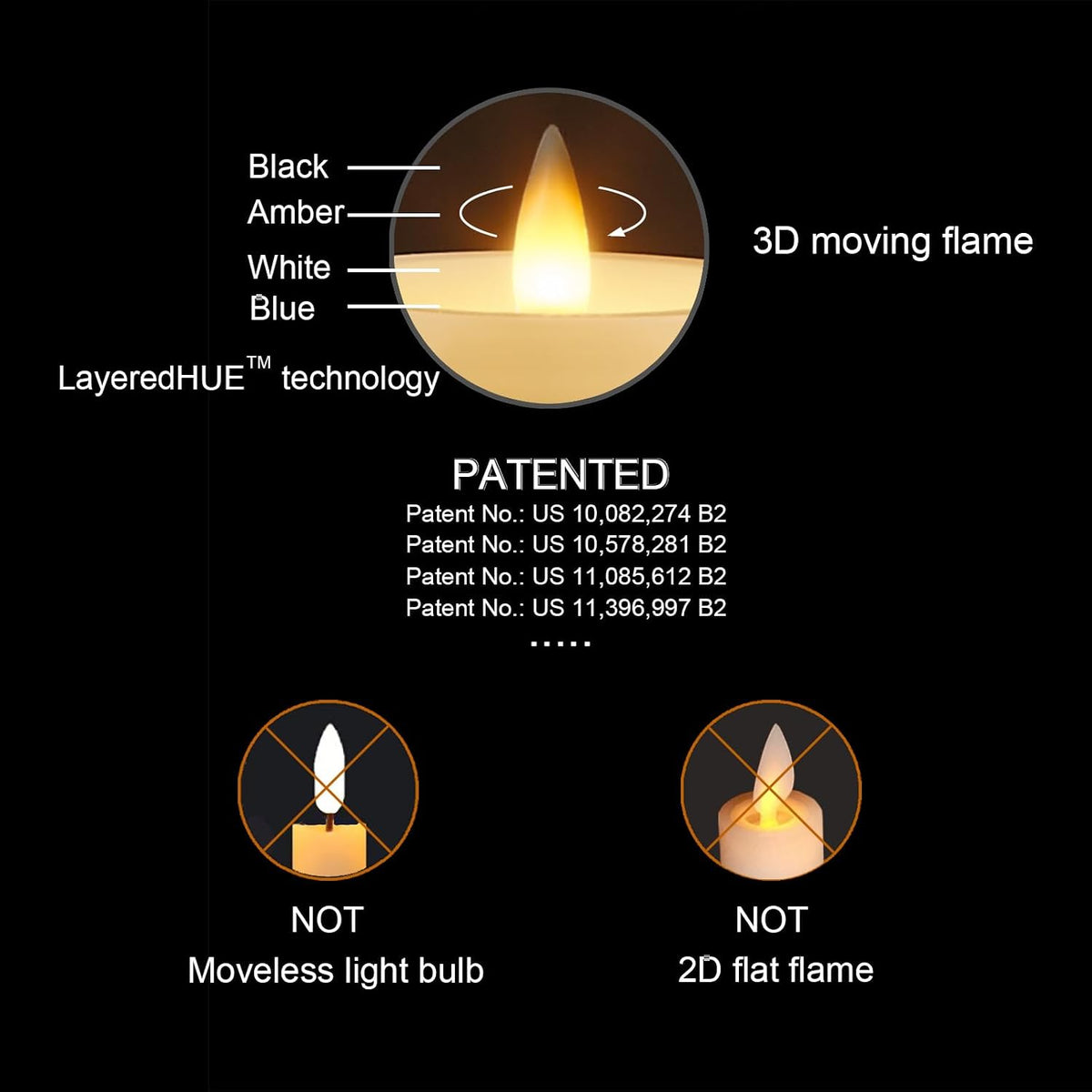 Glass Flameless Pillar Candles Flickering with Remote Timer, Battery Operated LED 3D Moving Flame Real Wax Candles,Remote Included (Champagne)