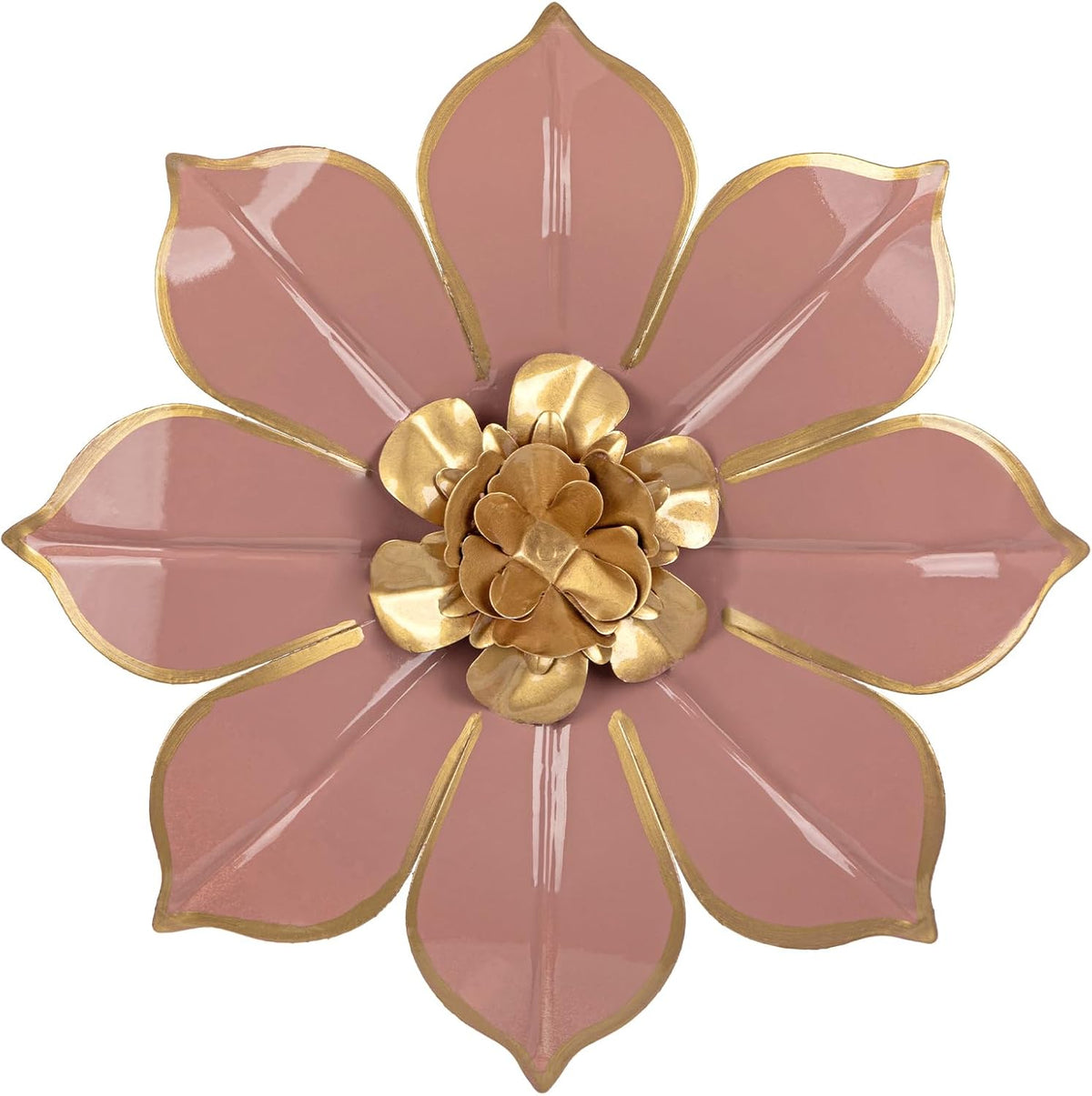 Villa Como 10" Pink and Gold Metal Flowers Wall Art Decor Wall Accent 1PC