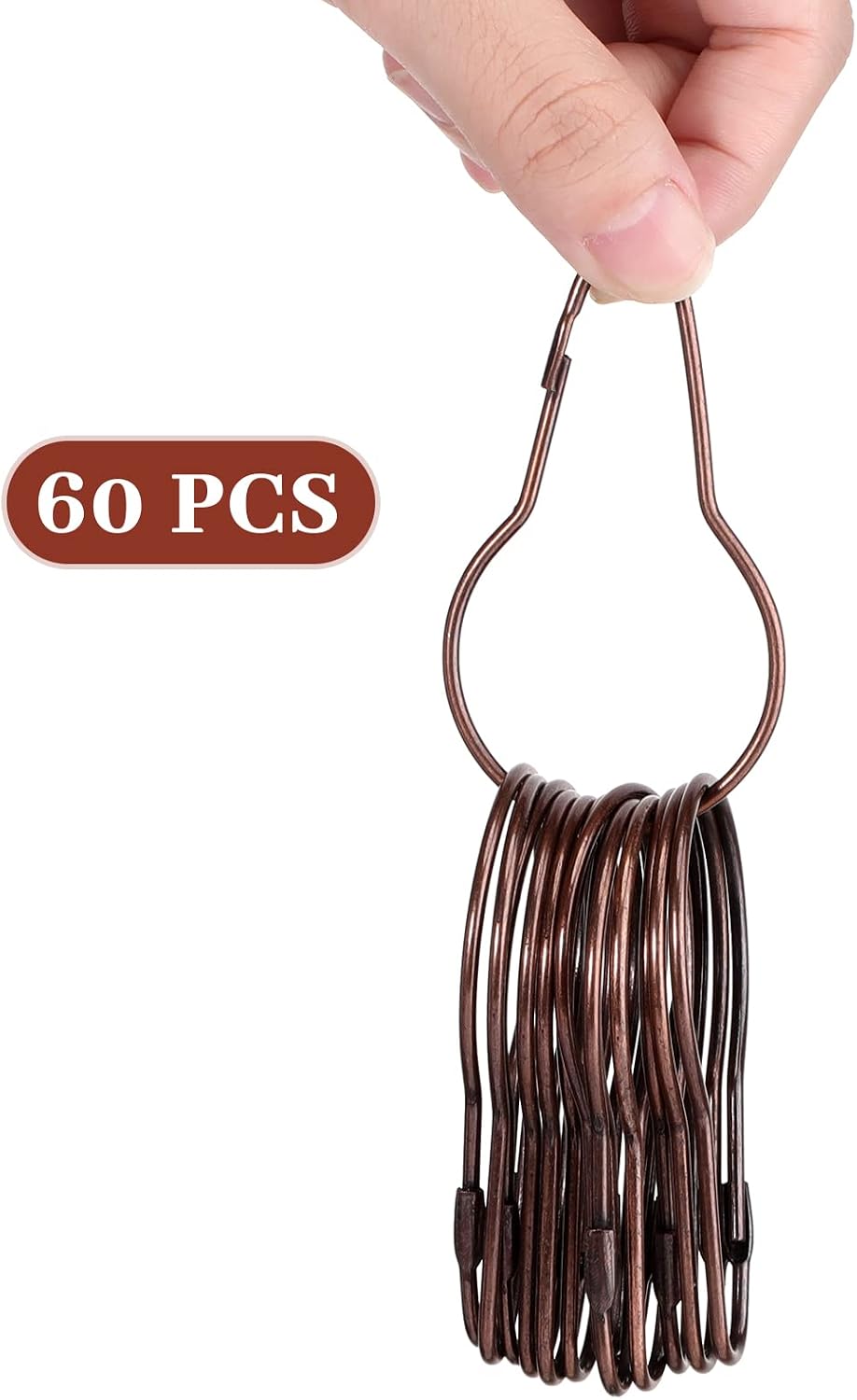 Queekay 60 Pcs Metal Shower Curtain Hooks Reusable Hanging Clips, Broze