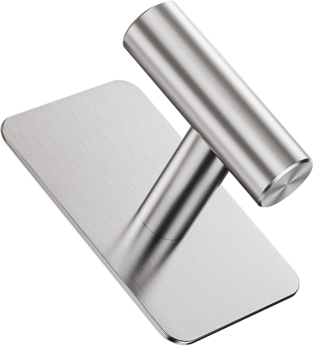 Heavy Duty Adhesive Hooks - 26lb Max, Sticky Wall Hooks Waterproof Stainless Steel for Hanging Towel, Coat, Robe, Towel Hooks Stick on Bathroom, Kitchen, Shower, Door (Silver, 4 Pack)