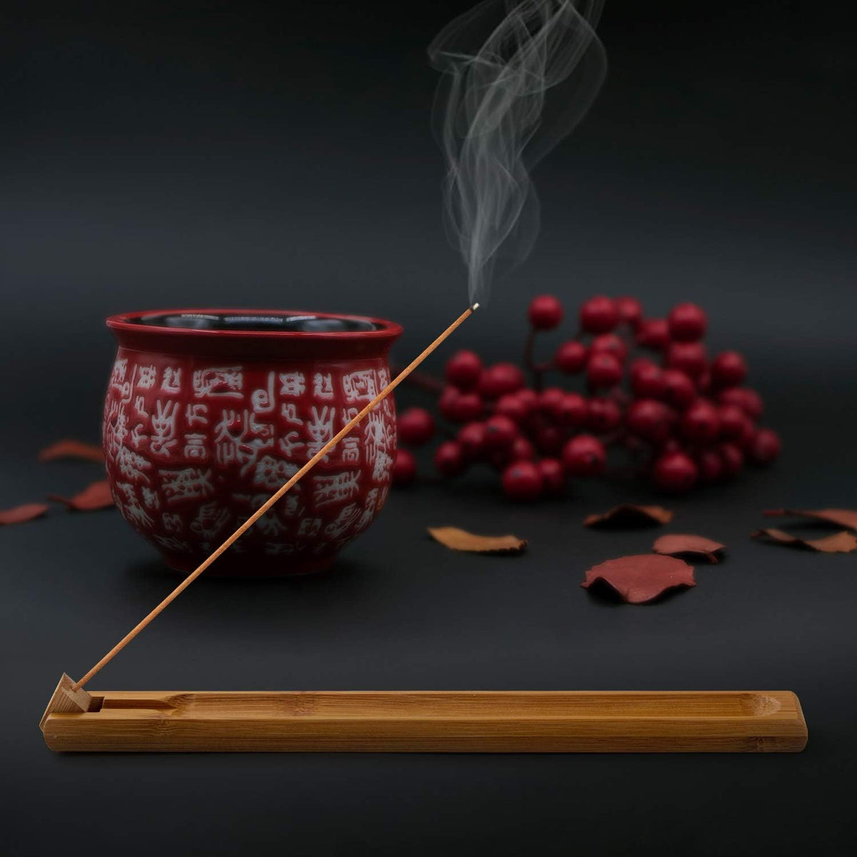 2 Pieces Bamboo Wood Incense Holder for Sticks with Adjustable Angle, Incense Burner with Ash Catcher, 9.8 Inches