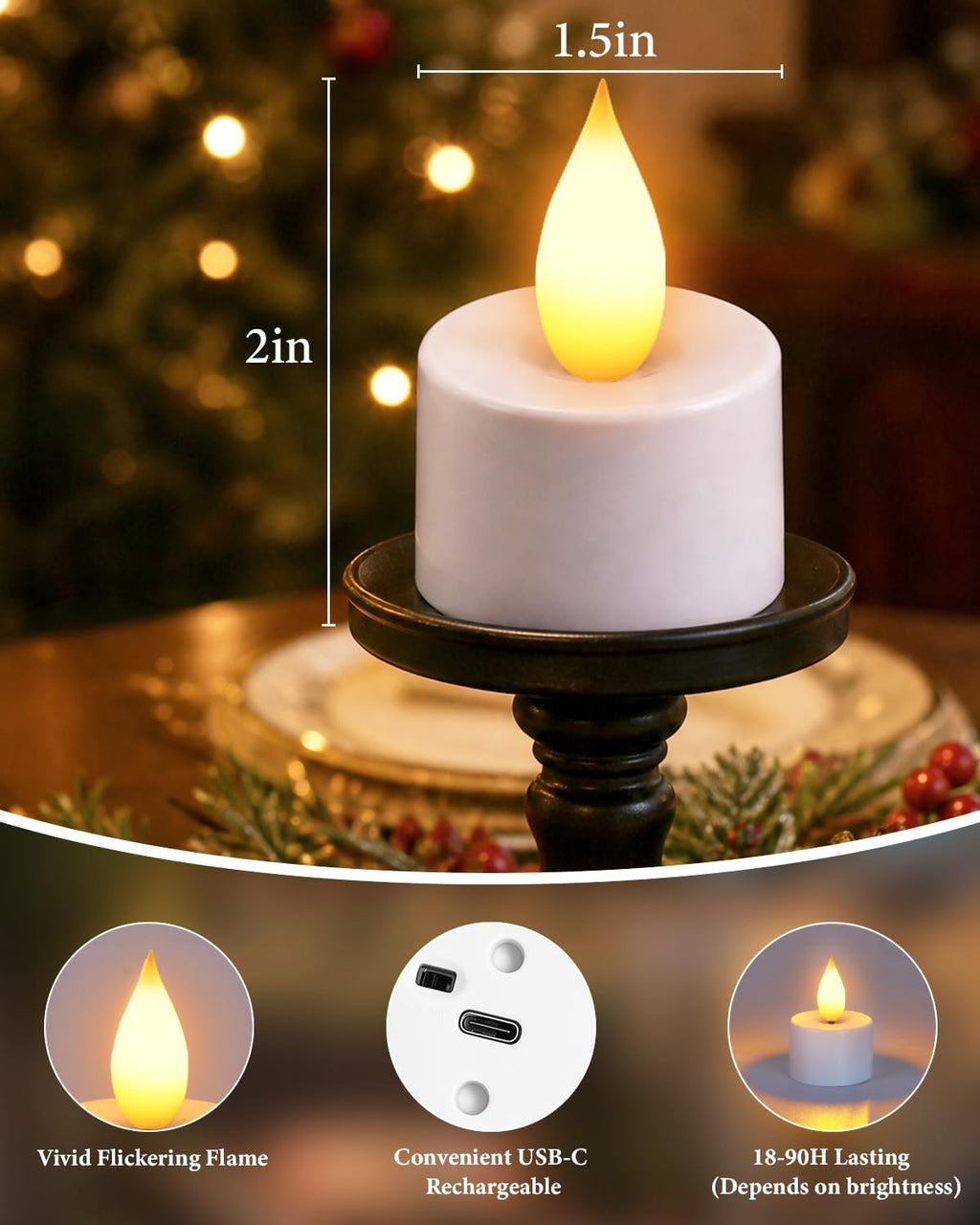 TOWPONICS Rechargeable LED Tea Lights, 8 Pack Flameless Candles