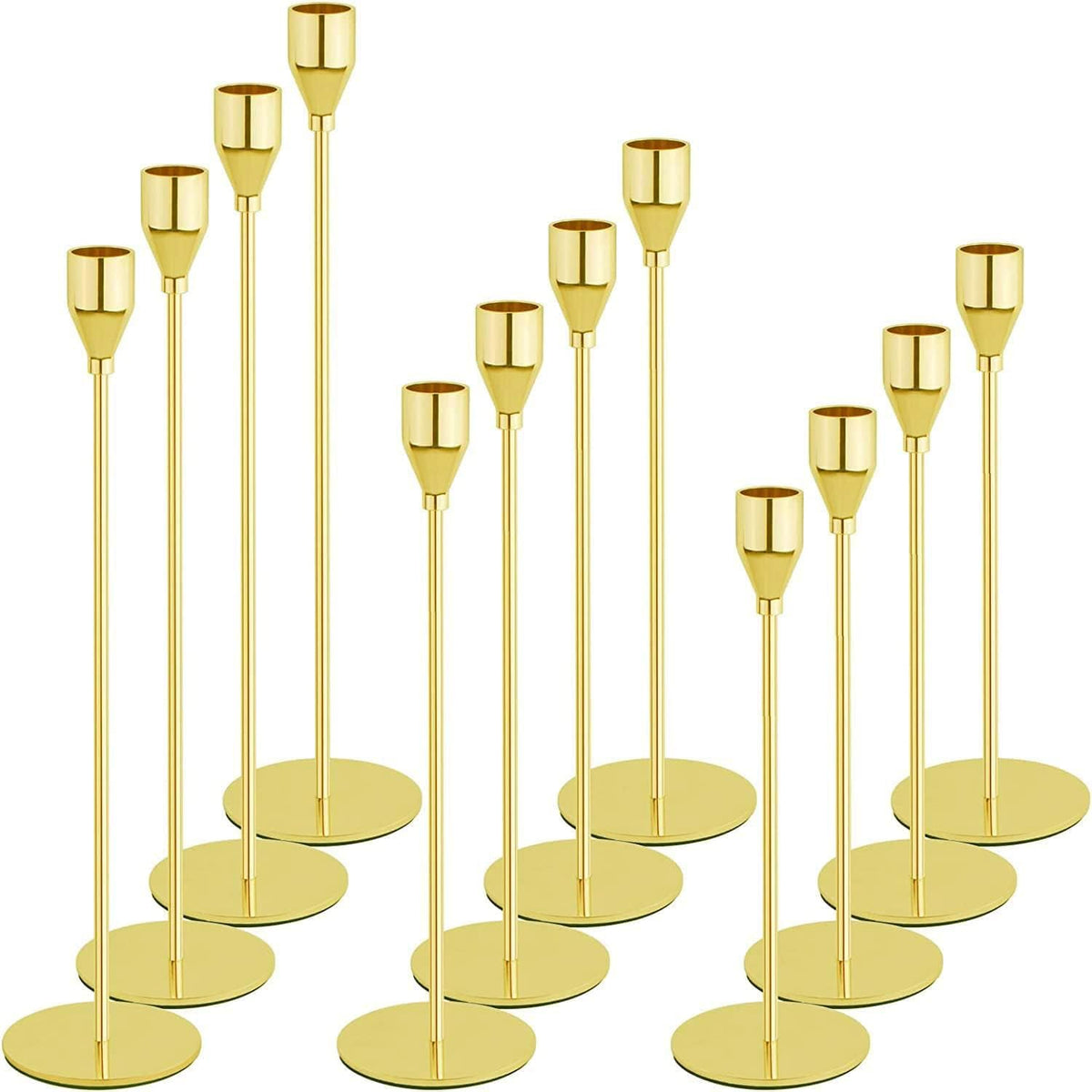 Gold Candlestick Holder Set of 12 for Taper Candles, Decorative Candle Holders Bulk Candle Stick Holders Taper Candle Holders for Table Centerpiece Wedding Dinning Party Anniversary Home Decor