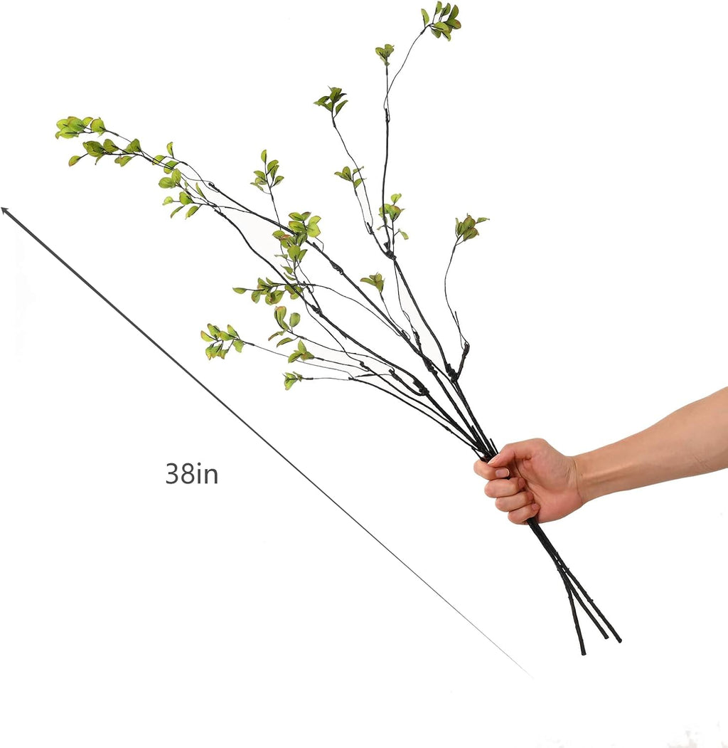 3pcs Artificial Ficus Branches, 38 Inch Faux Eucalyptus Stems, Green Fake Greenery for Vase Filler, Home Decoration (A-Green)