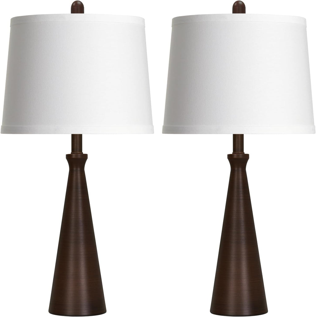 Rinweey 28" Modern Metal Table Lamp Set of 2 for Living Room Bedroom, Brown