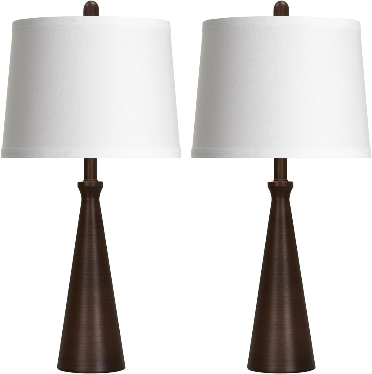 Rinweey 28" Modern Metal Table Lamp Set of 2 for Living Room Bedroom, Brown