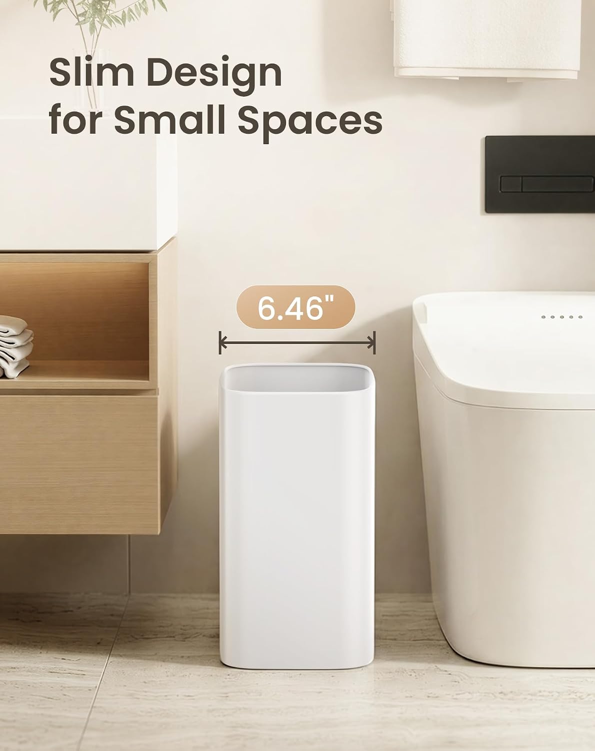 Cesun 3.4 Gallons Bathroom Trash Can, Small Under Sink Wastebasket, White