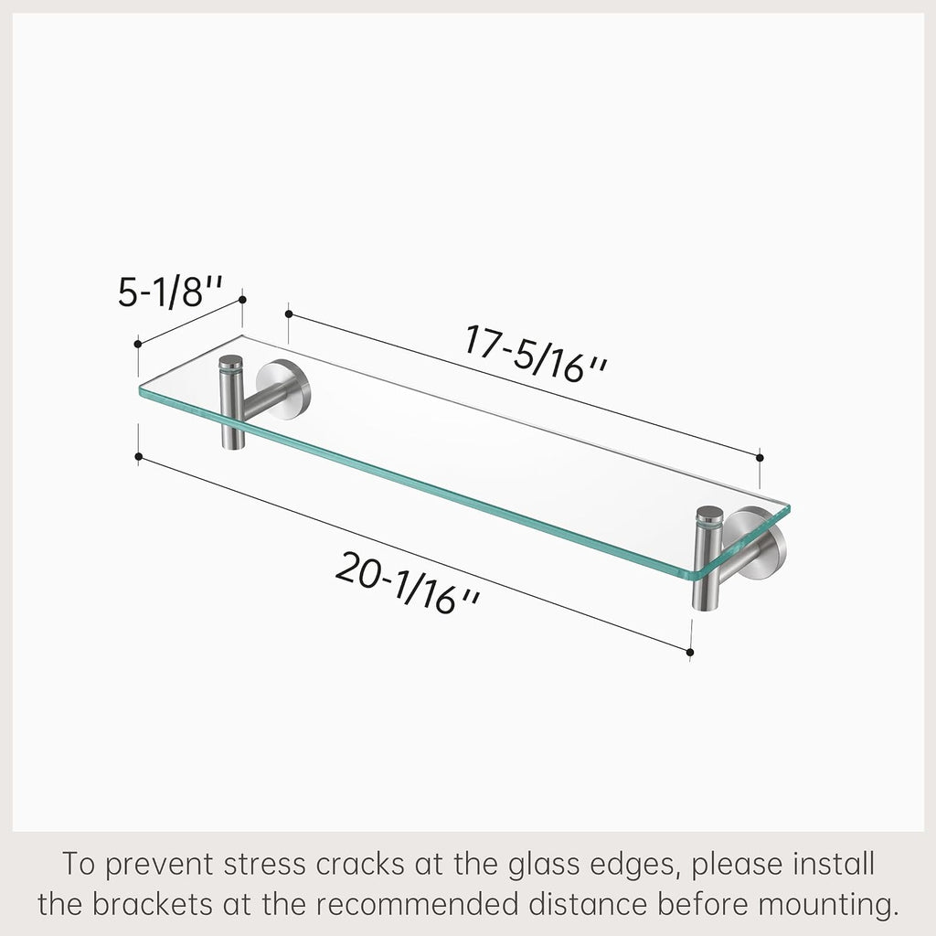 KES Glass Shelf for Bathroom, 20-Inch, 3 Pack, Brushed Finish
