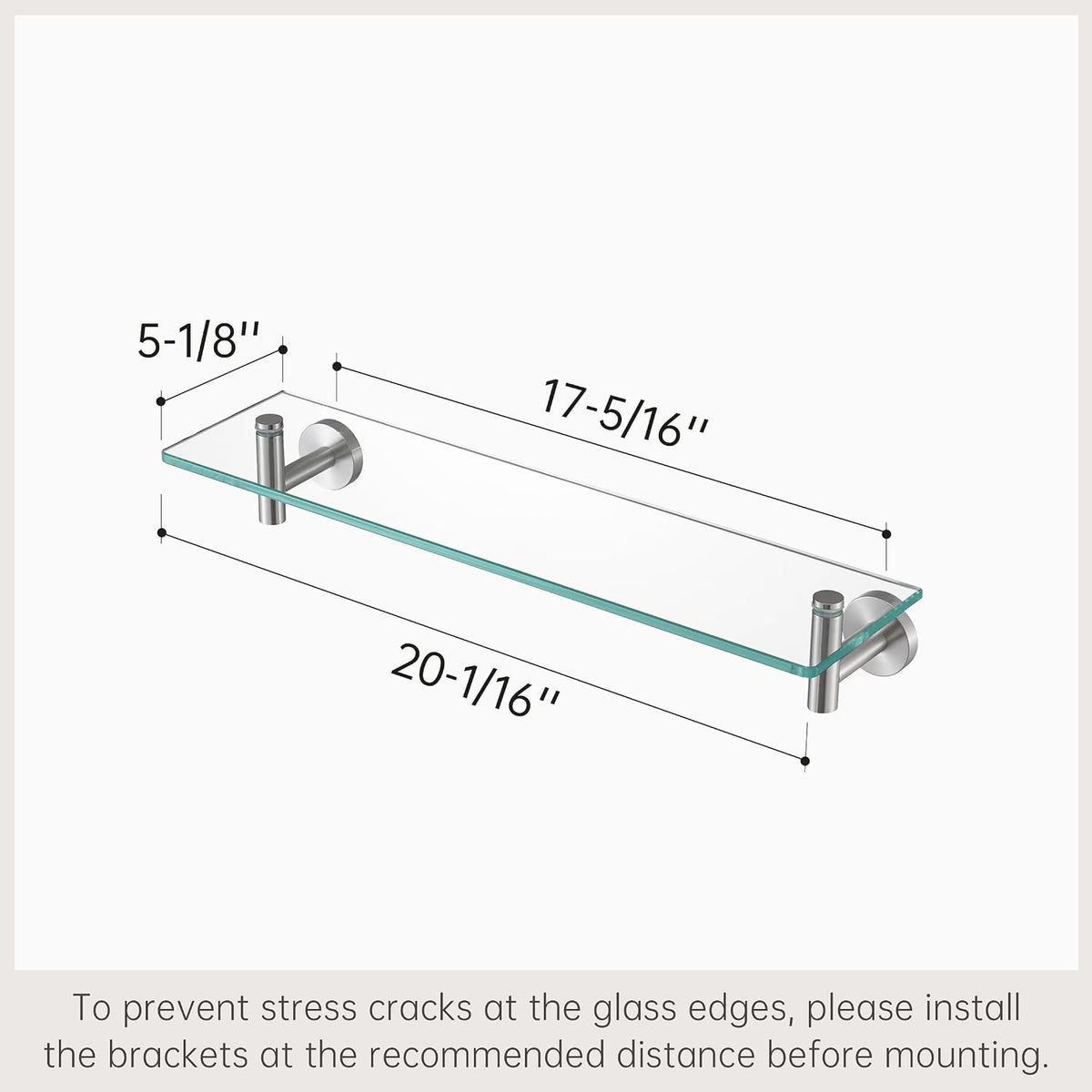 KES Glass Shelf for Bathroom, 20-Inch, 3 Pack, Brushed Finish