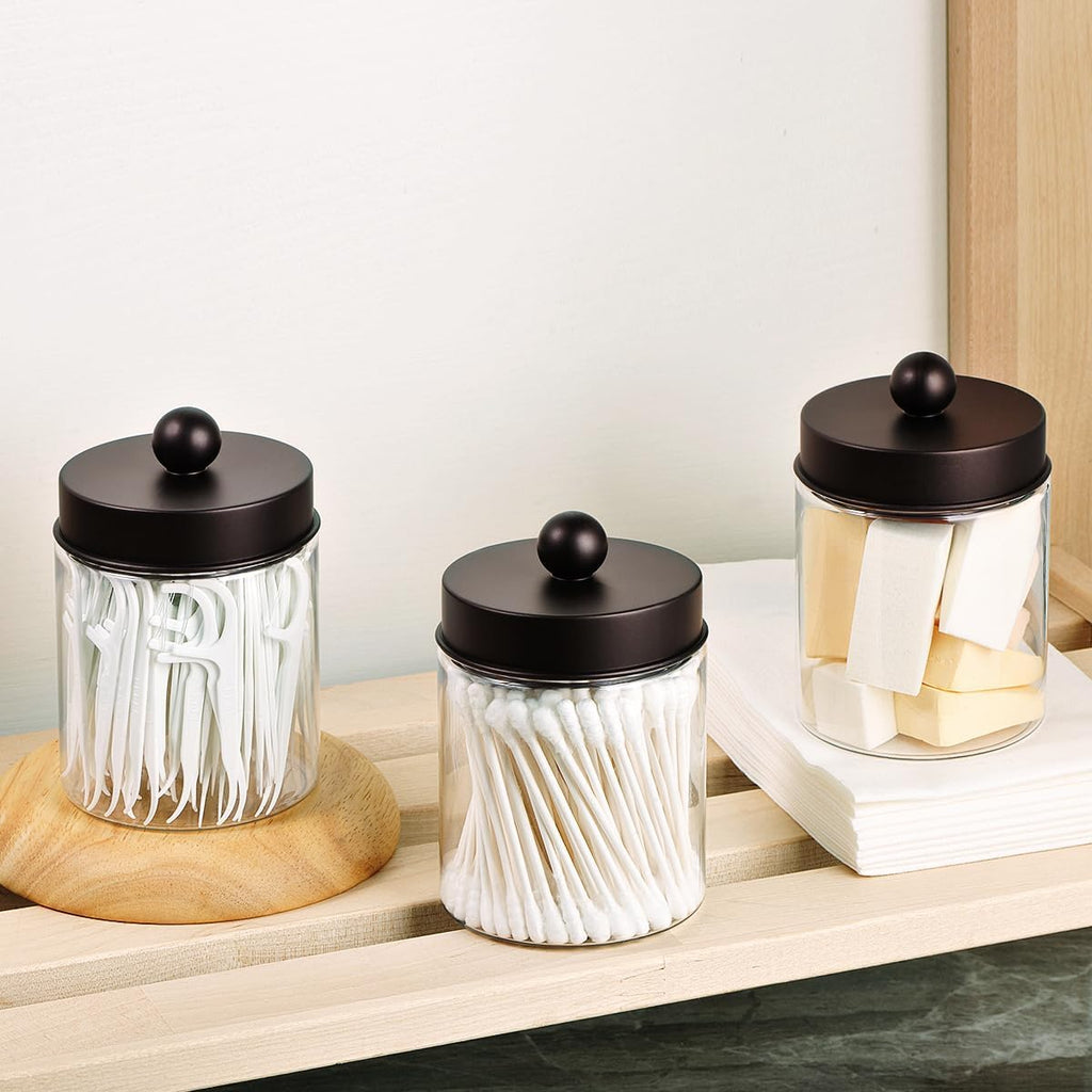 Amolliar Acrylic Apothecary Jar Bathroom Qtip Holder Bronze 2 Pack
