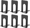 JIKIOU Book Ends, Non-Skid Metal Bookend Supports for Shelves 6 Pieces
