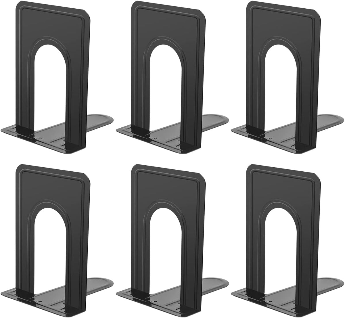 JIKIOU Book Ends, Non-Skid Metal Bookend Supports for Shelves 6 Pieces