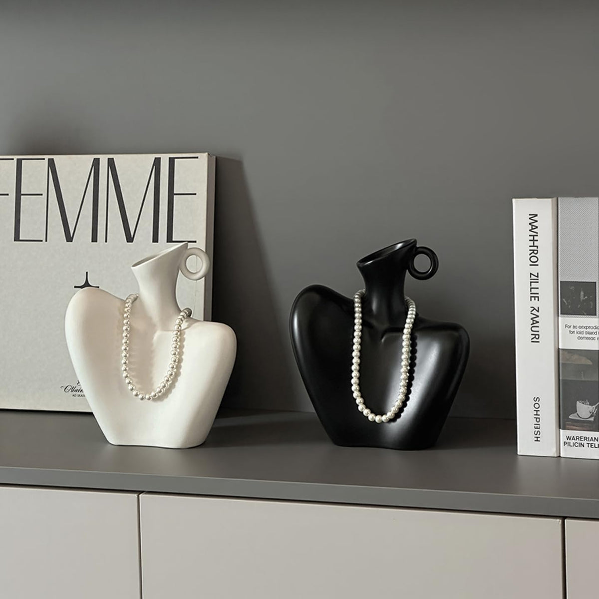 Ceramic Vase, Human Body Vase for Home Decor, Modern Minimalist Boho White Vase for Living Rooms, Bedrooms, Shelves, Dining Tables, Bathrooms, and Offices (White)