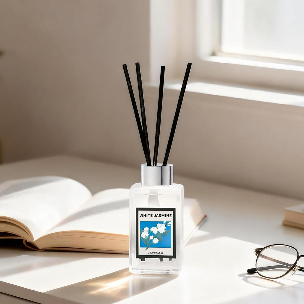 4.06 oz Reed Diffuser Set White Jasmine Air Freshener for Home