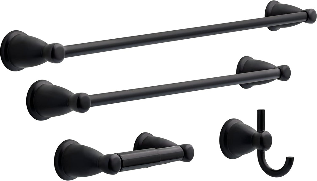 Franklin Brass Kinla Spring (1-Pack) Toilet Paper Holder Matte Black Tissue Roll Spring-Loaded Rod, Organization and Storage, Wall Mounted Bathroom Accessories KIN50-MB