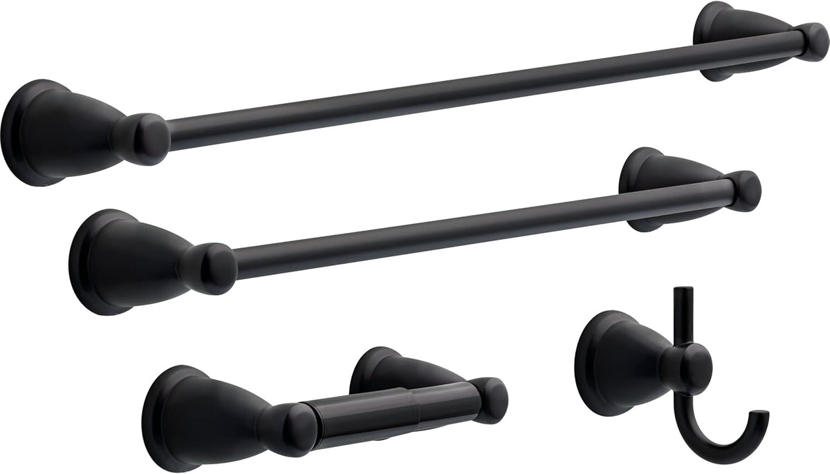 Franklin Brass Kinla Spring (1-Pack) Toilet Paper Holder Matte Black Tissue Roll Spring-Loaded Rod, Organization and Storage, Wall Mounted Bathroom Accessories KIN50-MB