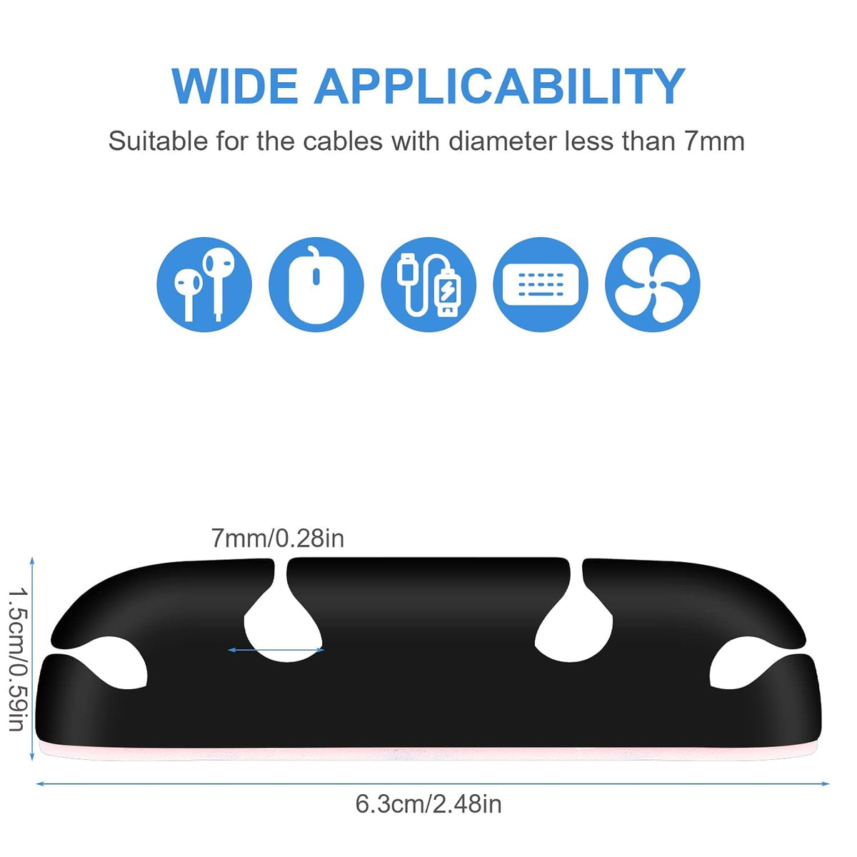 WLLHYF 3PCS Cable Clips, Cord Wire Organizer (Black)
