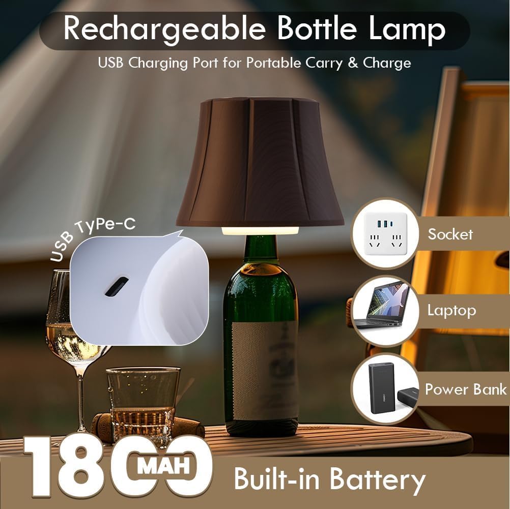 WILIT Wireless Bottle Lamp for Liquor Bottles, Dimmable Cordless Lamp Shade