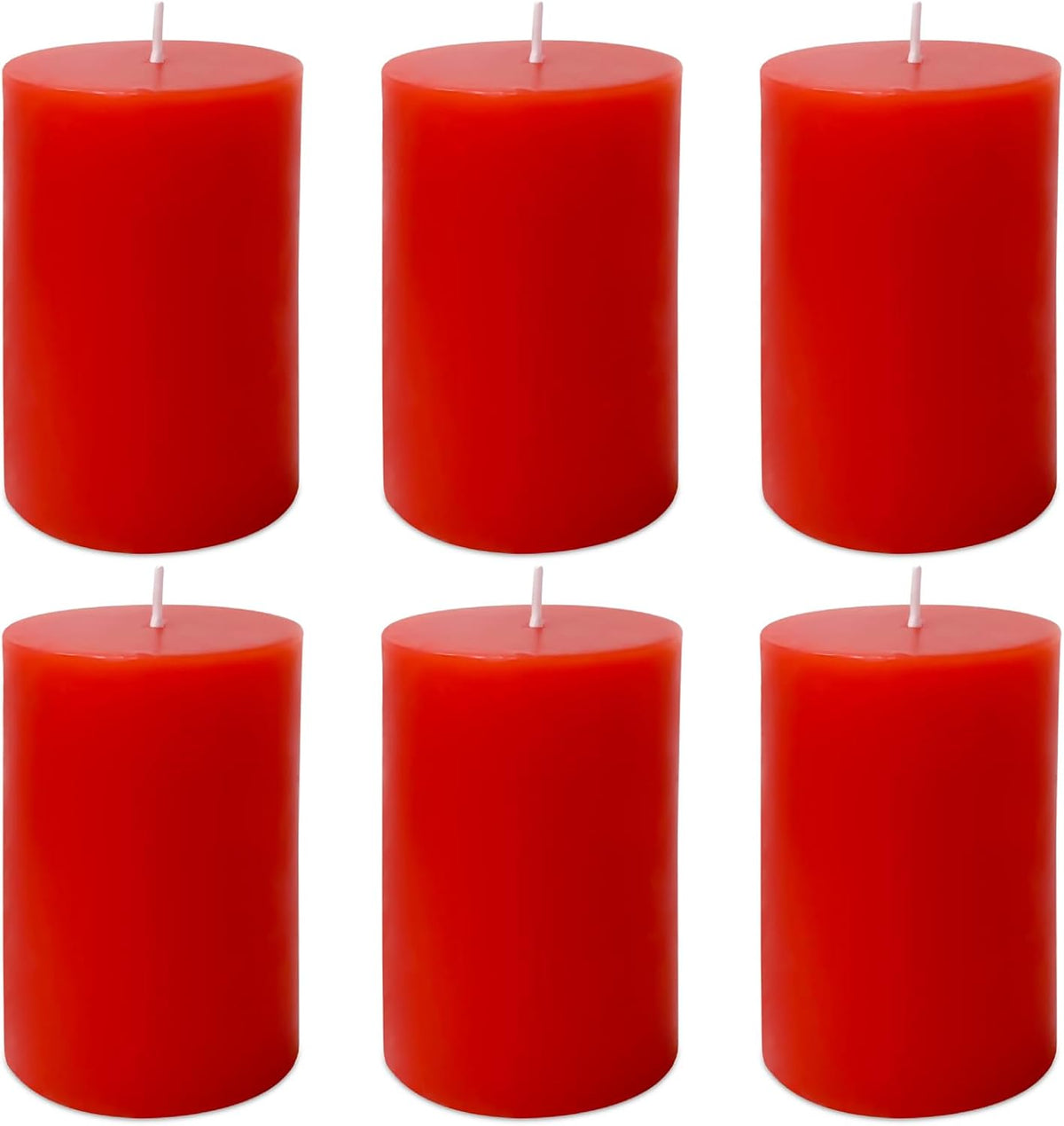 6 Pack 2x3 inch Pillar Candles, Red Unscented Votive Candle for Celebration Home Decoration, Dripless and Long Burning Time