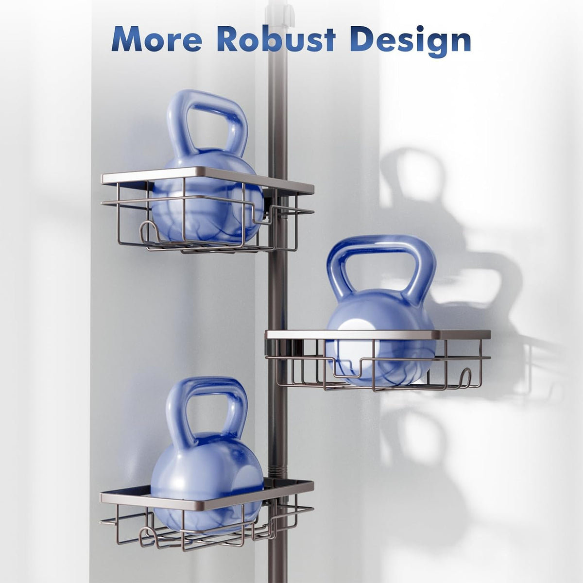 Corner Shower Caddy Tension Pole, Bathroom Organizer and Storage for Shower