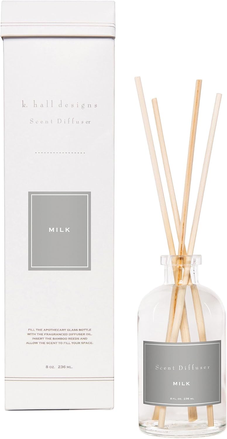 K. Hall Designs Milk Scent Boxed Diffuser Kit, Creamy-Sweet Coconut Vanilla