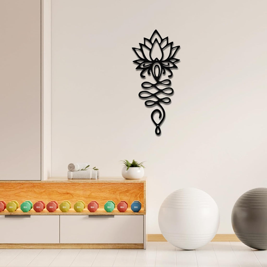 Xedatric Lotus Flower Wall Decor Black Metal Yoga Wall Art with Lotus