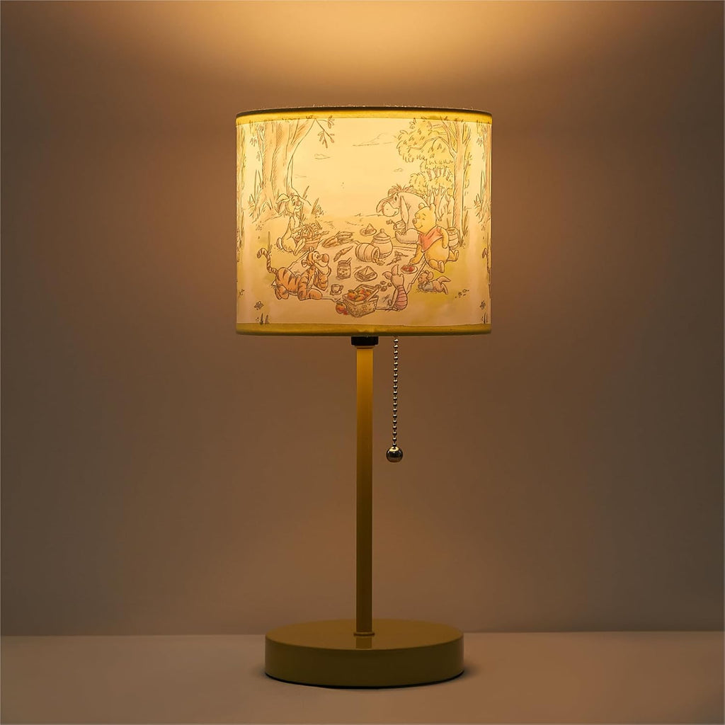 Idea Nuova Table Lamp for Kids, Stick Lamp with Printed Shade & Pull Chain, Bedroom or Nursery Nightstand Lighting,Winnie The Pooh