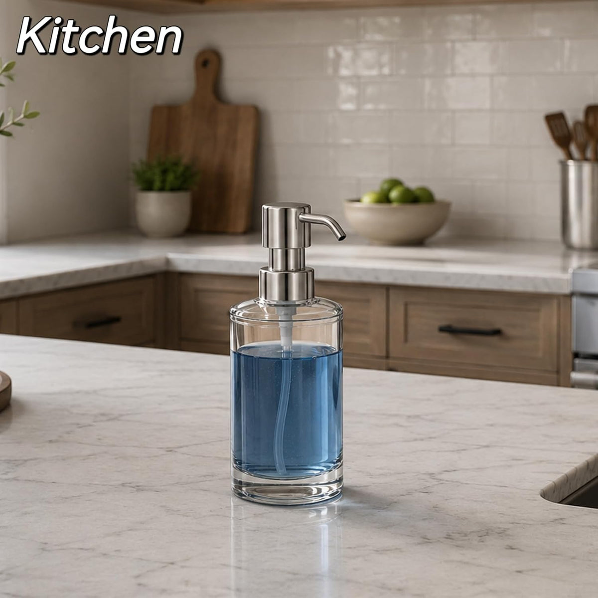 Clear Plastic Dish Soap Dispenser, 10 oz Pump Bottle for Kitchen & Bathroom