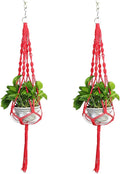 Vpang 2 Pack Macrame Plant Hanger, Outdoor Indoor Hanging Planter Basket Flower Pot Holder Nylon Rope Home Decor 41 Inch (Red)