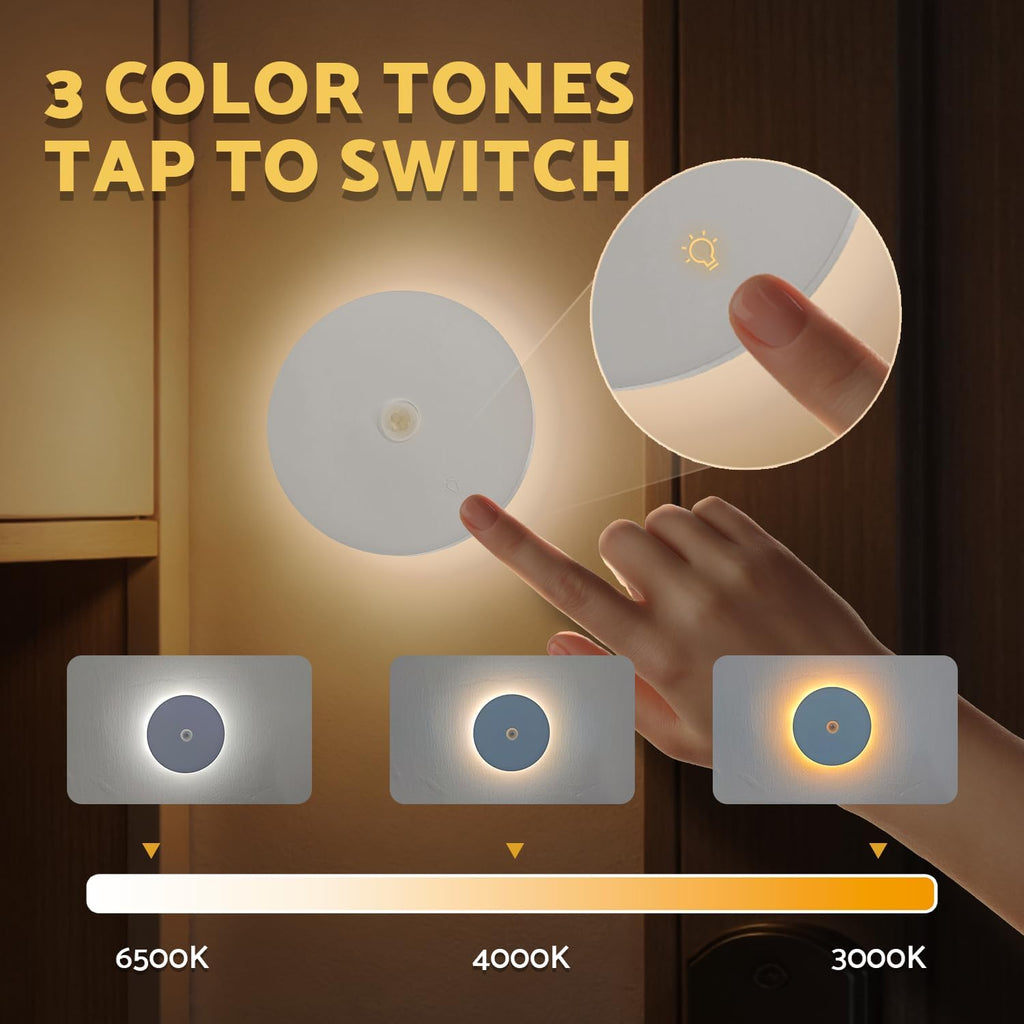 DAZZY DOT Battery Powered Night Light, 4 Pack Motion Sensor Light Indoor