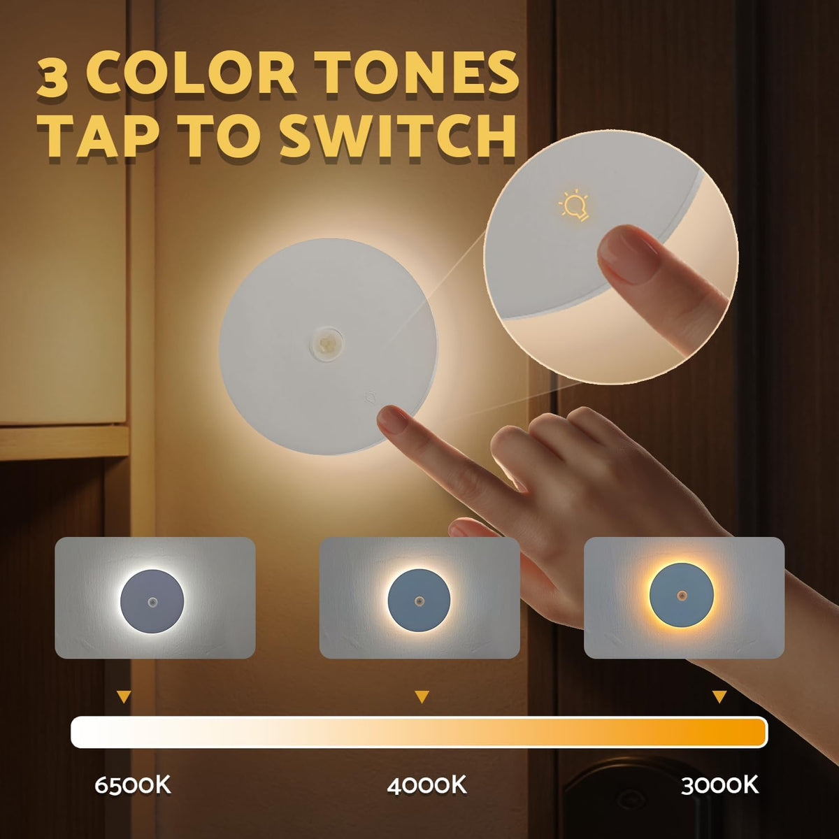 DAZZY DOT Battery Powered Night Light, 4 Pack Motion Sensor Light Indoor