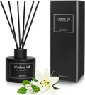 L'odeur Vill Reed Diffuser, 3.4oz(100ml) Jasmine & Lily Reed Diffuser Set with 6 Oil Diffuser Sticks, Matte Black Aroma Scent Diffuser, Long Lasting Home Fragrance for Bathroom Shelf Decor