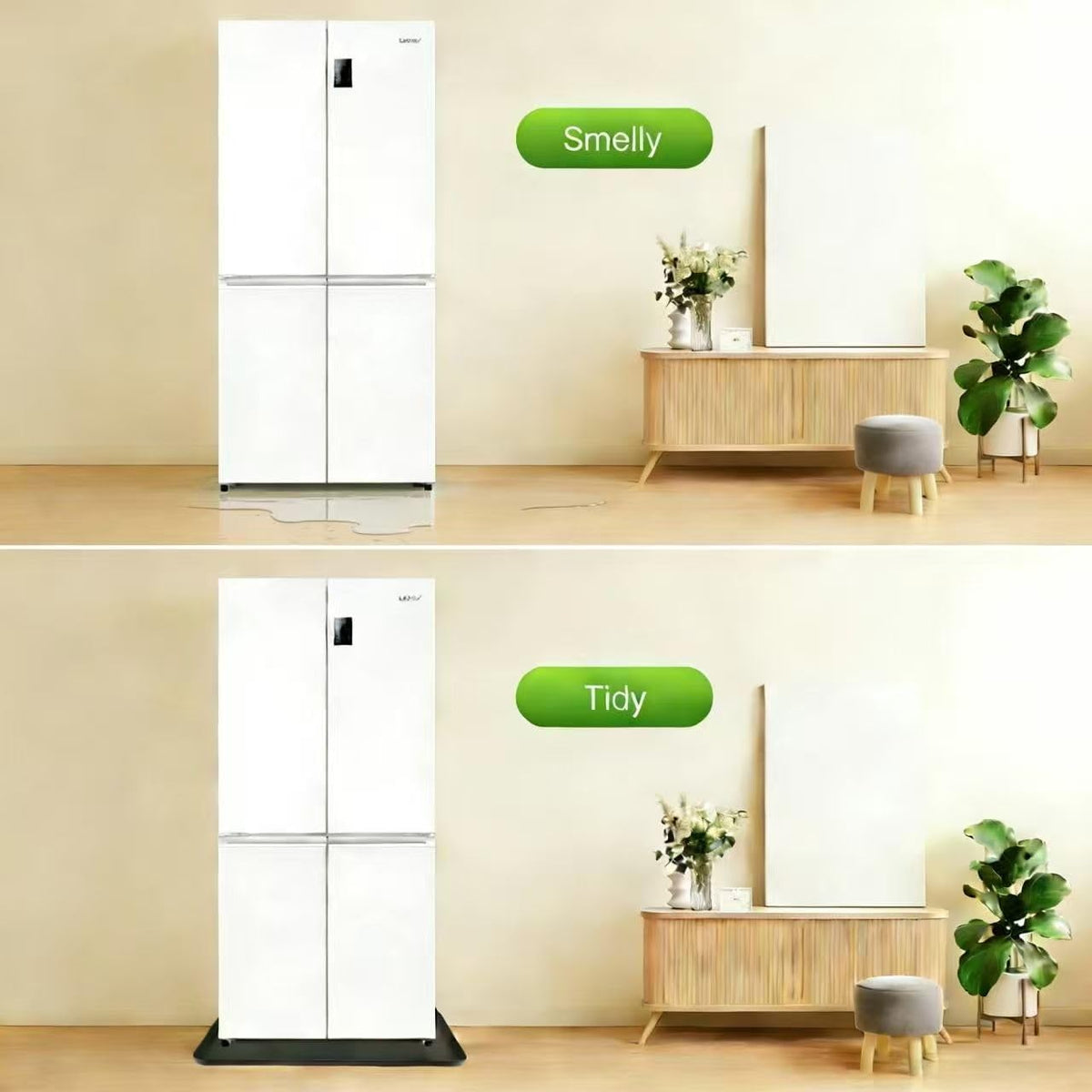 Mini Fridge Mat for Carpet Floor, Leak-Proof 20"X20"X0.6" Silicone Mini Fridge Drip Tray with High Raised Edges for Portable AC, Ice Maker, Washing Machines, Dryer