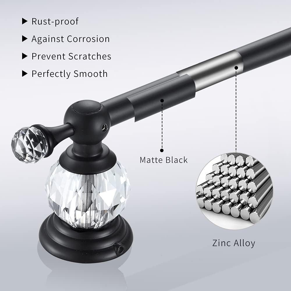 WOLIBEER Crystal Bathroom Hardware, Black 24 Inch Towel Bar Set Toilet Paper Holder Towel Ring Coat Hooks Bathroom Accessories 4 Pieces Wall Mounted