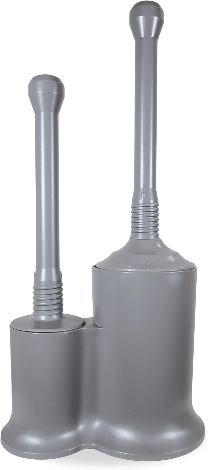 Master Plunger 500 & Toilet Brush Combo Set – Heavy-Duty Gray Toilet Plunger with High-Efficiency Brush and Holder – Durable, Compact Bathroom Cleaning Kit: MP500-C5