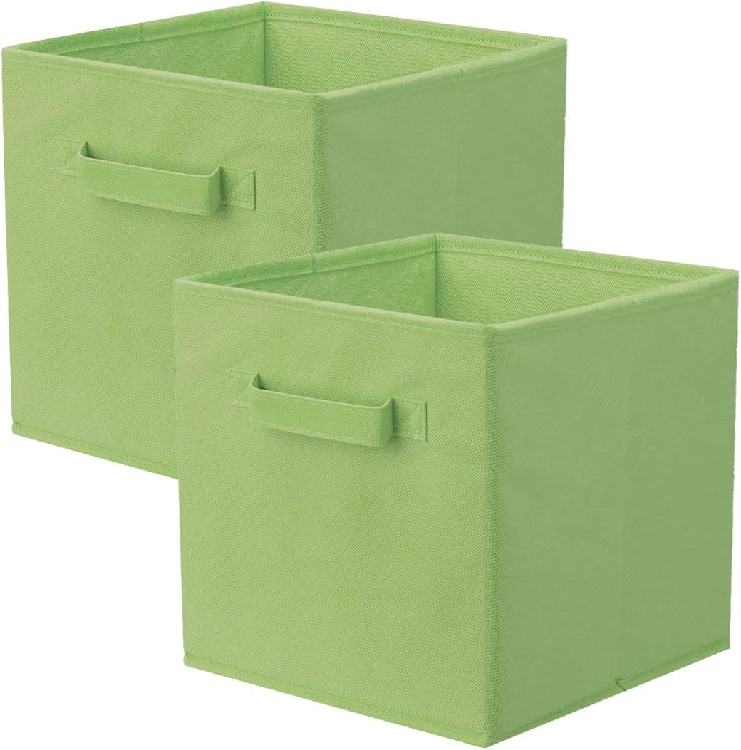 PowerKing Collapsible Storage Cubes, Farbic Storage Bins, Green, 2 Pack