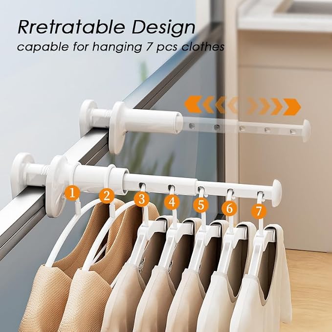 Portable Travel Clothes Drying Rack - Clamping Design- Retractable Rob - Anti-Scratch Silicon Pad - Enhance Stability - Suitable for Door, Drawer, Luggage Handle