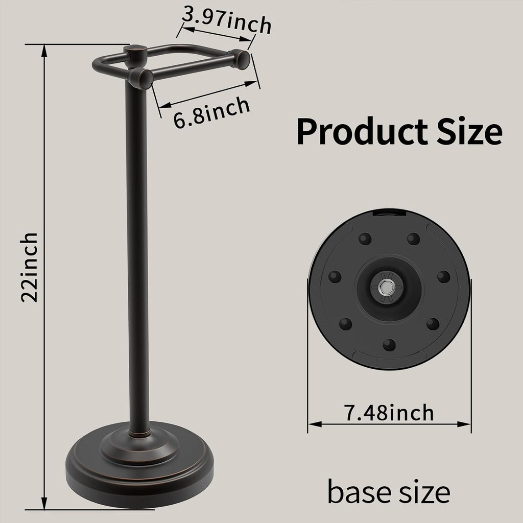 Toilet Paper Holder Stand, Freestanding Toilet Paper Holder,Farmhouse Post Pivoting Toilet Paper Stand with Stable Weighted Base,Stainless Steel Tissue Roll Holder Stand for Bathroom,Oil Rubbed Bronze