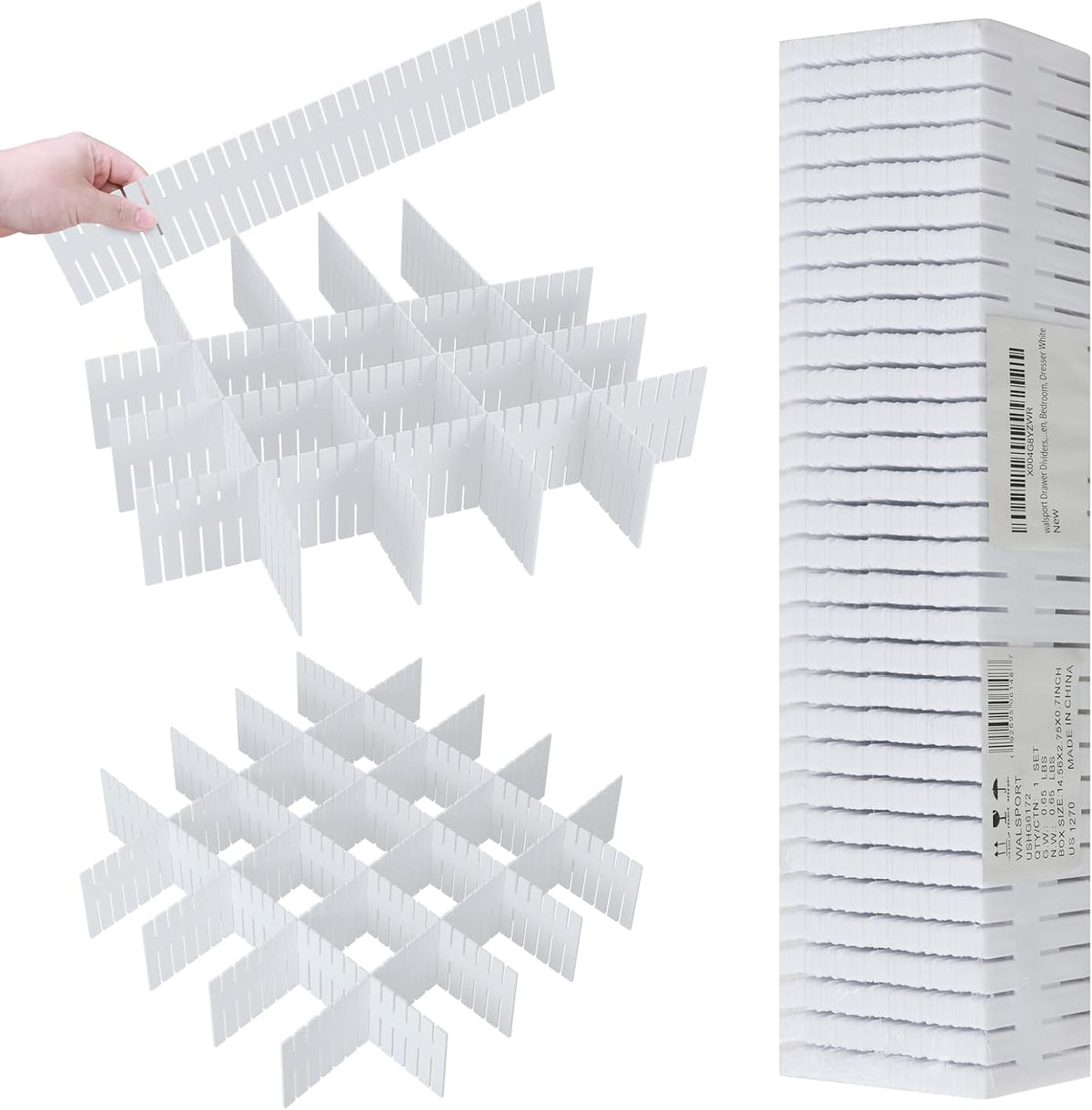 ALBAD Plastic Drawer Dividers Adjustable Drawer Organizer Dividers Separator for Tidying Clutter/Cutlery/Underwear/Socks/Clothes/Dresses/Boxes/Bins in Kitchen Bathroom Bedroom Office