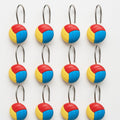 Colorful Volleyball Shower Curtain Hooks Set of 12 - Resin Sports Themed Bathroom Hooks, Fun Decorative Accessories for Sports Fans