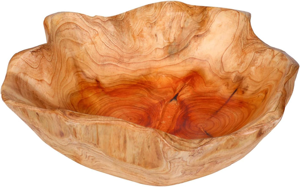 Wooden Bowl for Decor, Natural Shape Solid Wood Carved Fruit Bowl, Decorative Wooden Bowl for Table Centerpiece Office Home Decor, Multipurpose Candy Keys Serving Bowls (Medium 10"-12")