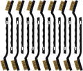 Topbuti 15 Pcs Mini Brass Wire Brush Set for Cleaning Welding Slag Rust, Wire Bristle Scratch Brush Set, Curved Handle Brushes (Brass)