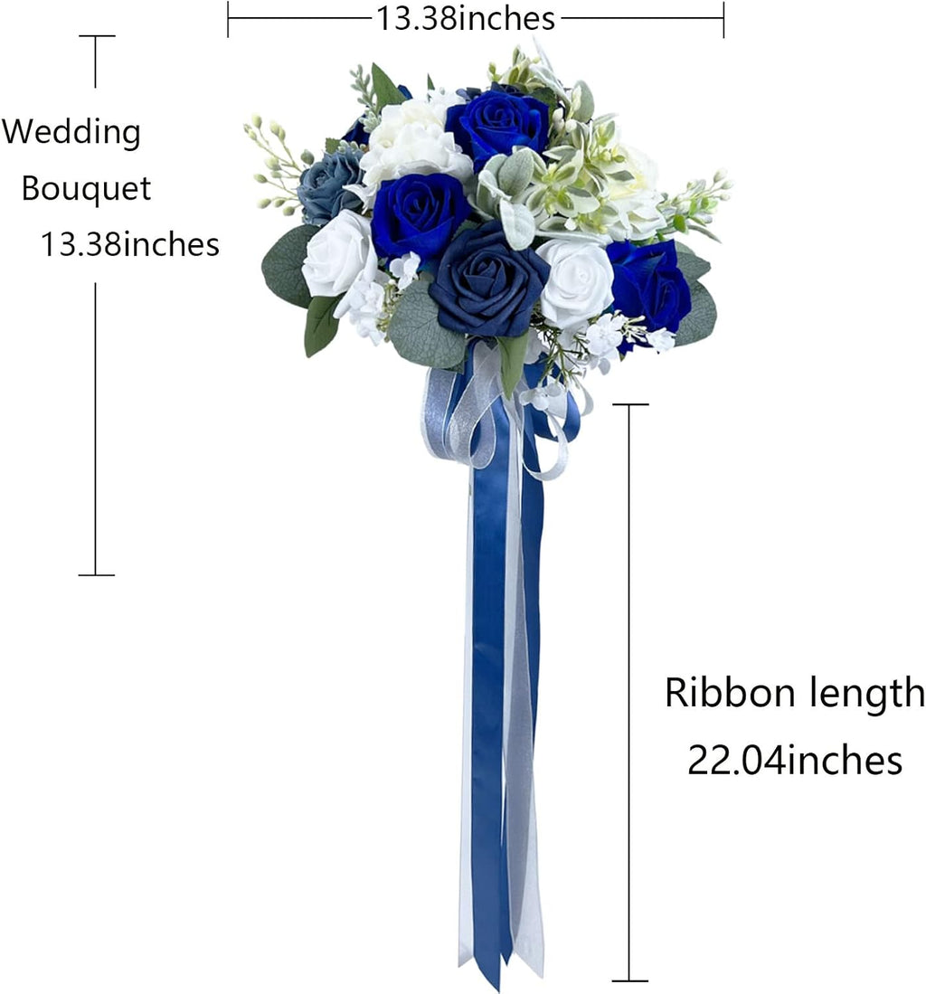 CherishedMoments Navy Blue Bridal Bouquet,12.3Inch,Seaside Wedding Bouquets
