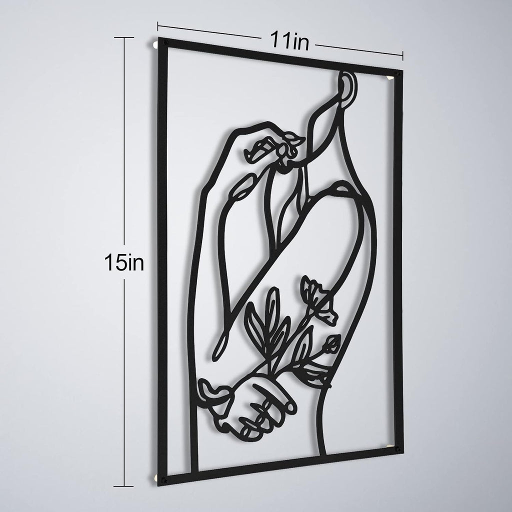 AGIOTA 3 Pcs Wall Decor Above Bed Minimalist Wall Art for Living Room Metal Line Art - Female Body, Black Room Decor for Bedroom Modern Wall Art for Indoor 15inch