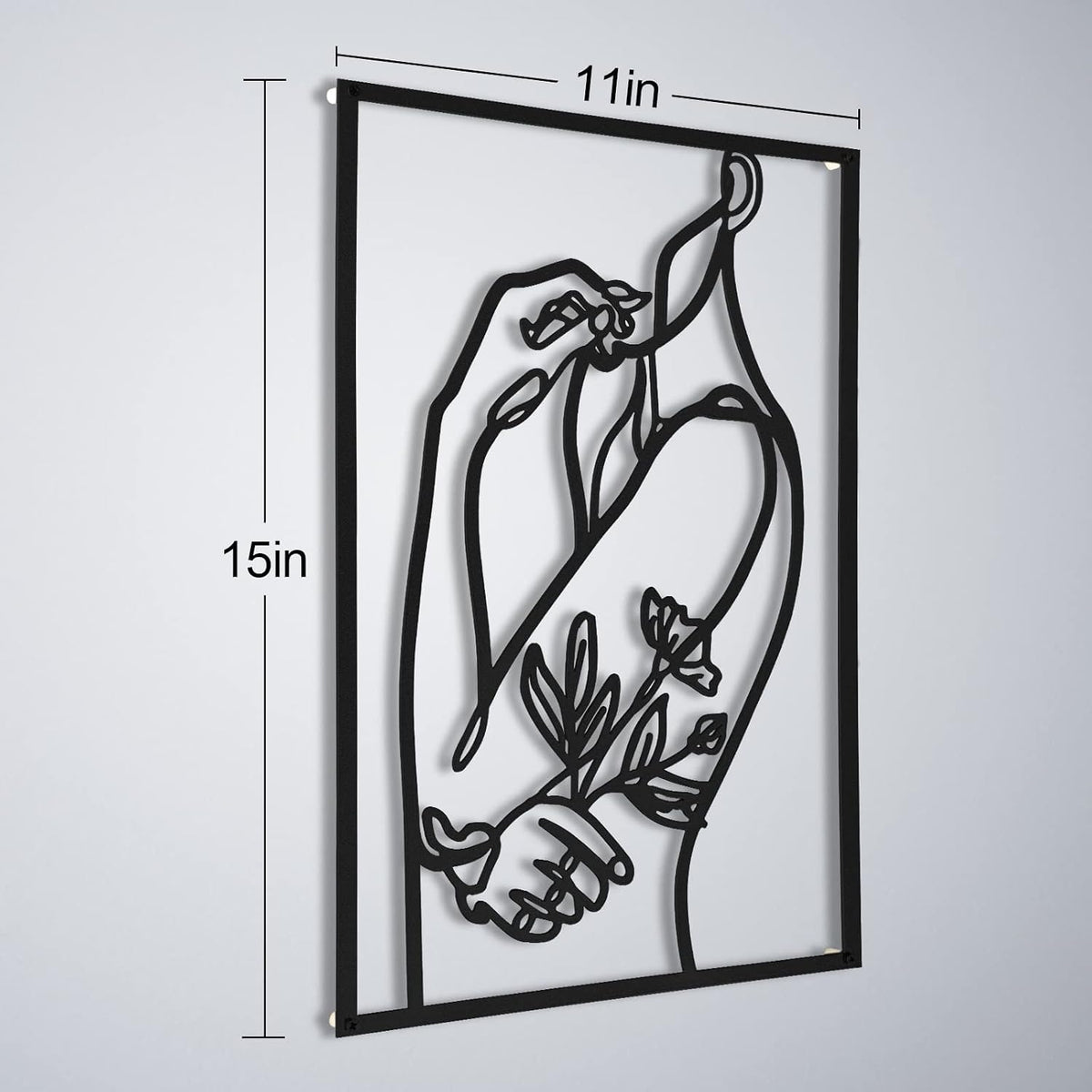 AGIOTA 3 Pcs Wall Decor Above Bed Minimalist Wall Art for Living Room Metal Line Art - Female Body, Black Room Decor for Bedroom Modern Wall Art for Indoor 15inch